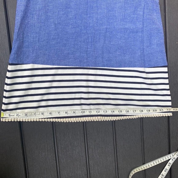 THML Embroidered Linen Denim Stripe Shirt Blouse Sleeveless Tank Top Small - Picture 6 of 6